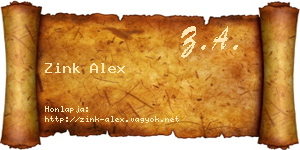 Zink Alex névjegykártya